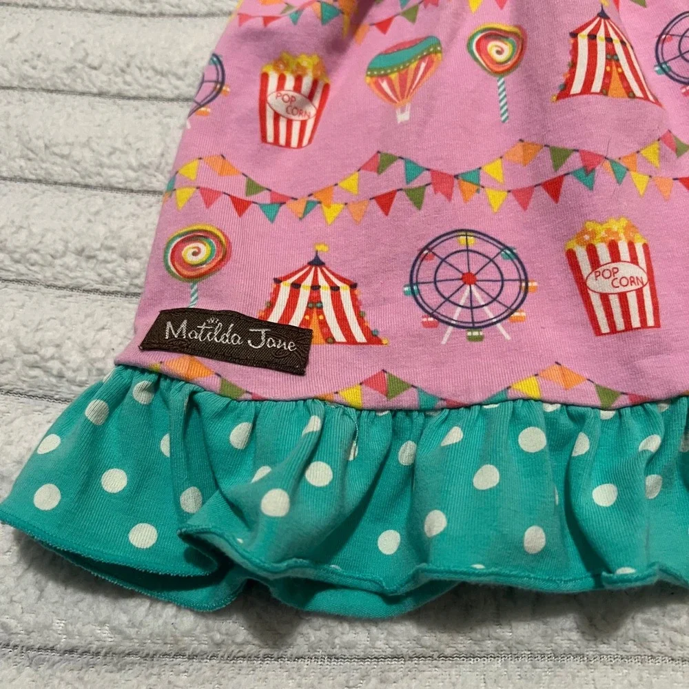 Matilda Jane Girls Pink Circus Carnival Print Ruffle Dress 12-18M